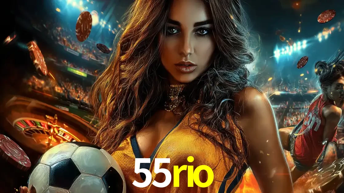 Mulher segurando uma bola de futebol em uma montagem que mistura a paixão esportiva com a emoção da roleta de cassino, tudo disponível na plataforma 55rio.